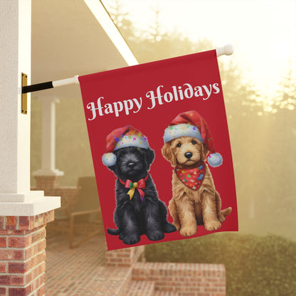 Christmas Doodle Puppies Garden & House Banner