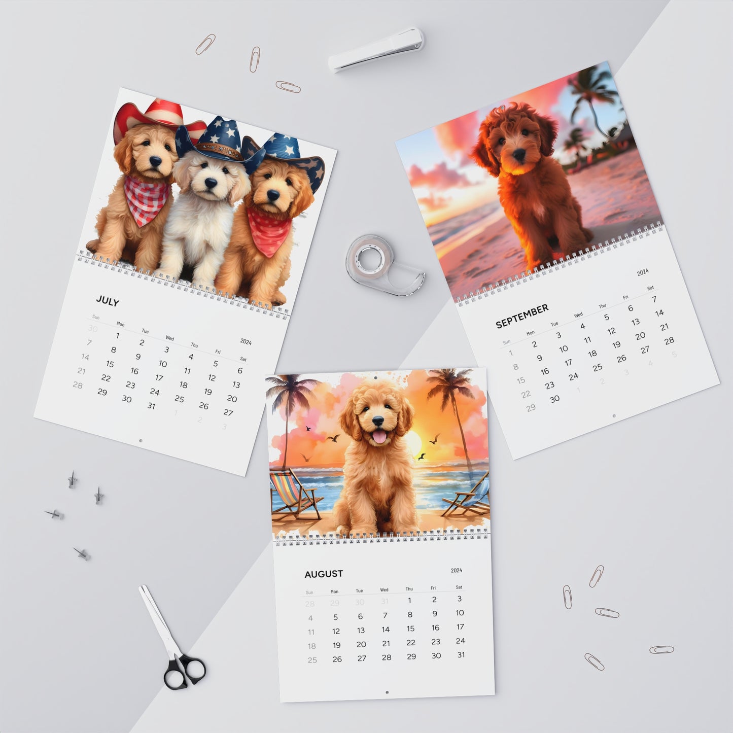 Apricot & Red Doodles - Wall Calendars (2024)