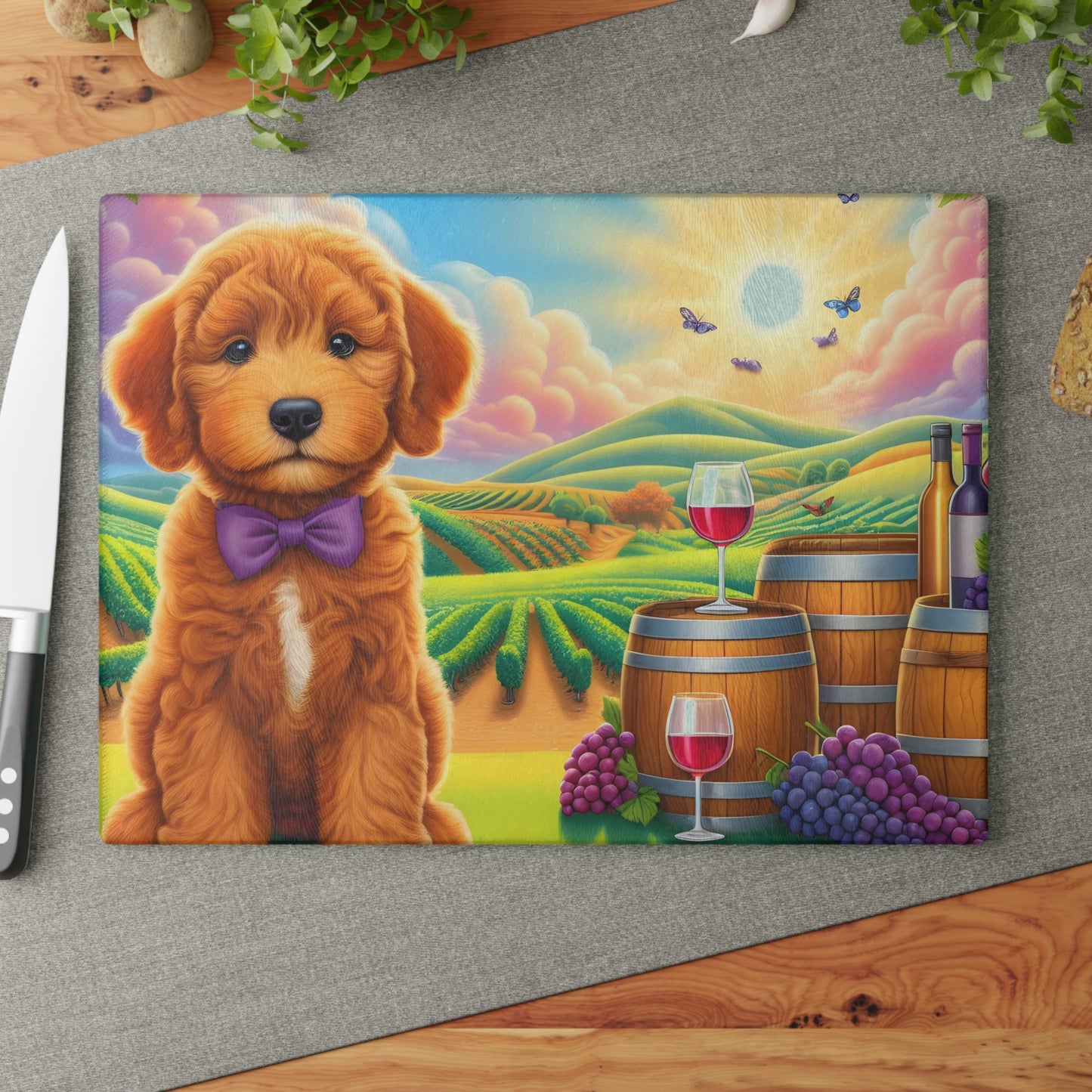 Doodle at Winery - Glass Cutting Board