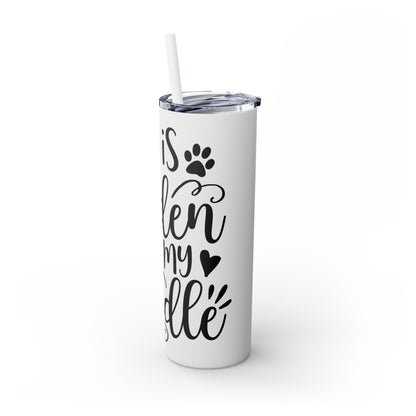 Life is Golden with Doodle Skinny Tumbler with Straw, 20oz