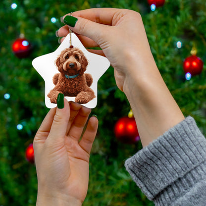 Red Doodle Ceramic Ornament