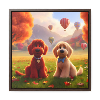 Doodles w/Hot Air Balloons Cartoon Inspired - Wooden Gallery Canvas Picture - Square Frame - Nice!