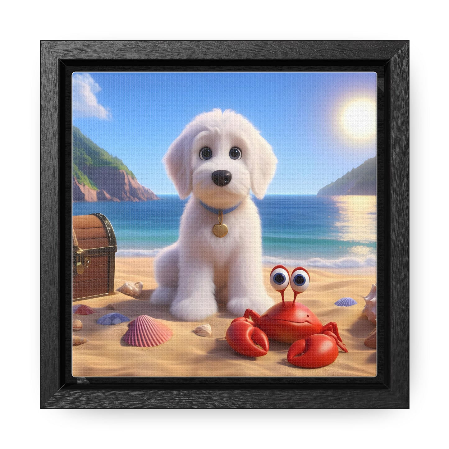 White Doodle Cartoon Inspired - Wooden Gallery Canvas Picture - Square Frame - Nice!