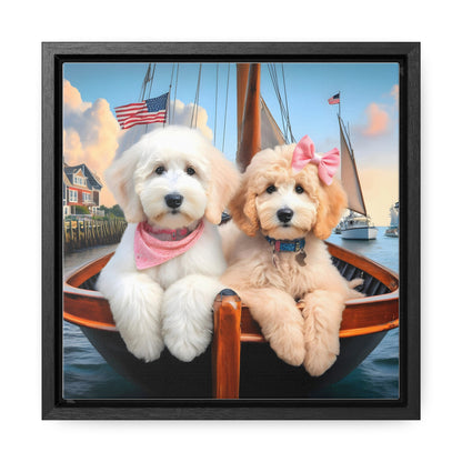 Doodles on Sailboat - Wooden Gallery Canvas Pictures - Square Frame - Nice!