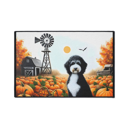 Black & White Fall Doodle Heavy Duty Floor Mat