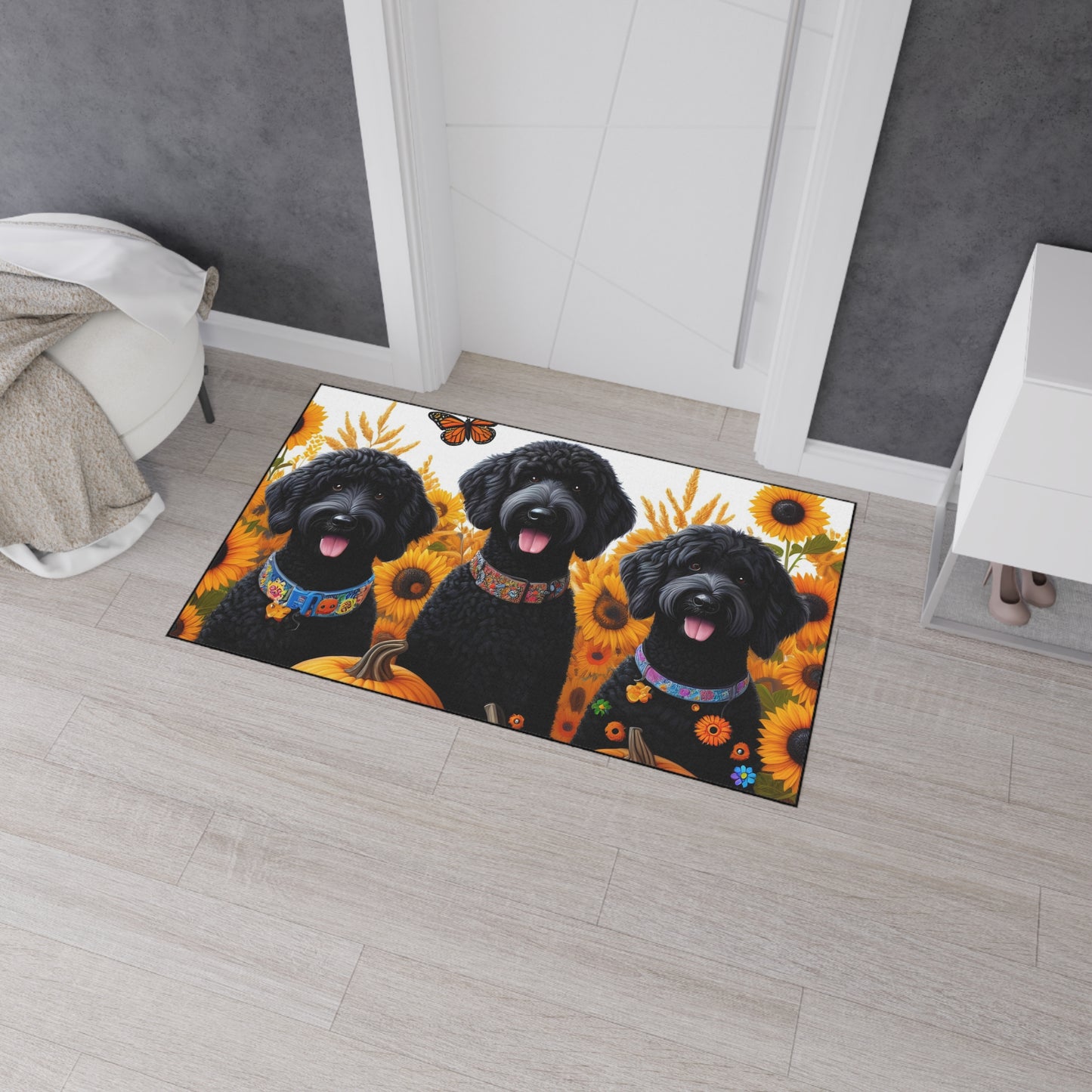 Black Doodles Fall Heavy Duty Floor Mat