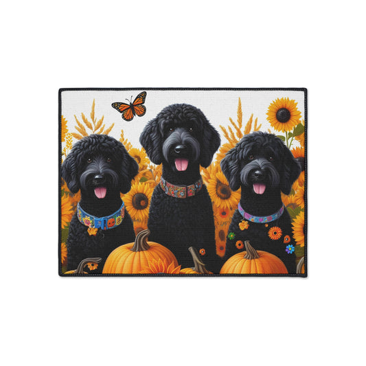 Black Doodles Fall Heavy Duty Floor Mat