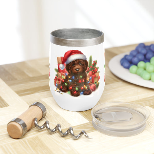 Chocolate Brown Doodle Chill Wine Tumbler