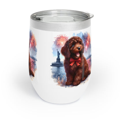 Red Doodle Happy New Year - Chill Wine Tumbler