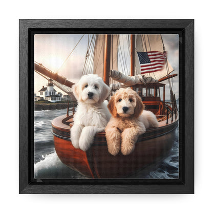 Doodles on Vintage Sailboat - Wooden Gallery Canvas Picture - Square Frame - Nice!