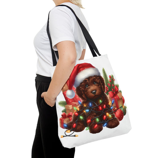Chocolate Brown Christmas Doodle - Tote Bag