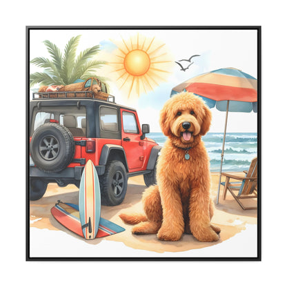 Jeep Beach Doodle Gallery Canvas Wraps, Square Frame