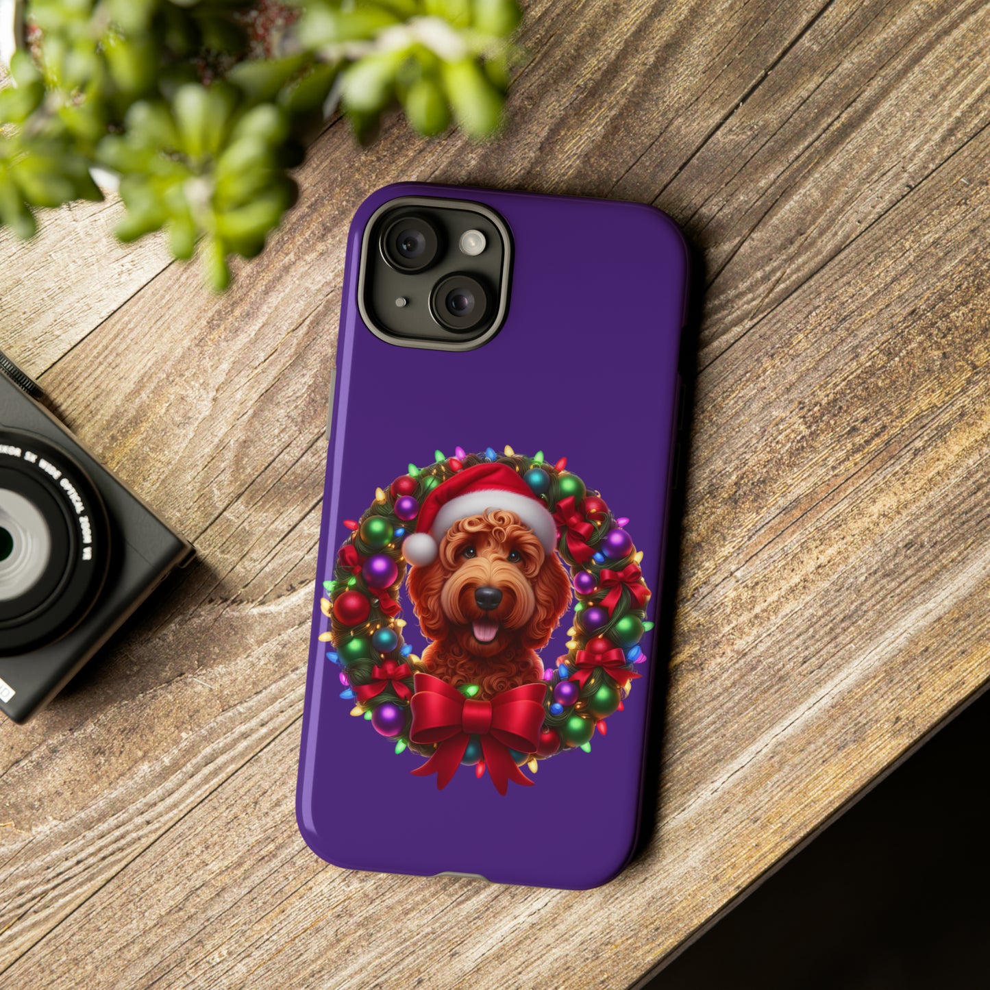 Red Doodle Christmas Wreath - Tough Cases iPhone, Samsung Galaxy & Google Pixel