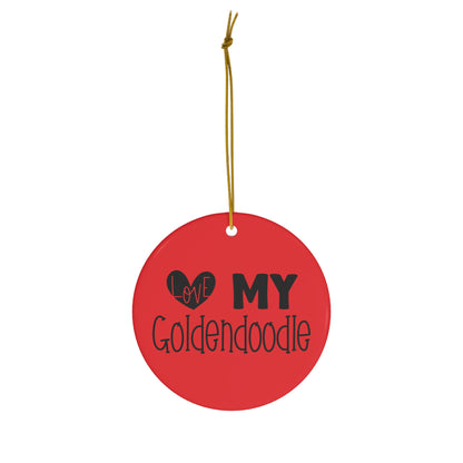 Love my Goldendoodle Ceramic Ornament, 4 Shapes