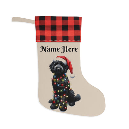 Black Doodle w/Lights Personalized Christmas Stocking