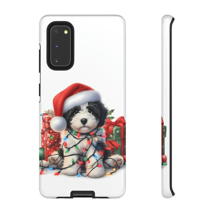 Black & White Doodle Christmas Puppy - Tough Cases for Apple iPhone, Samsung Galaxy, & Google Pixel