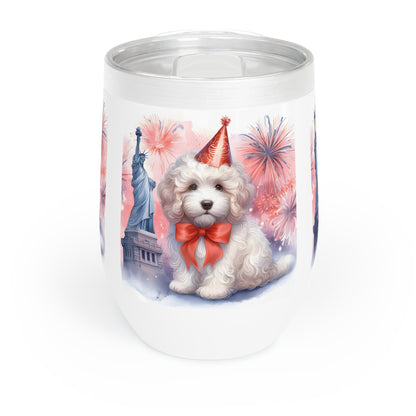 White Doodle New Year - Chill Wine Tumbler