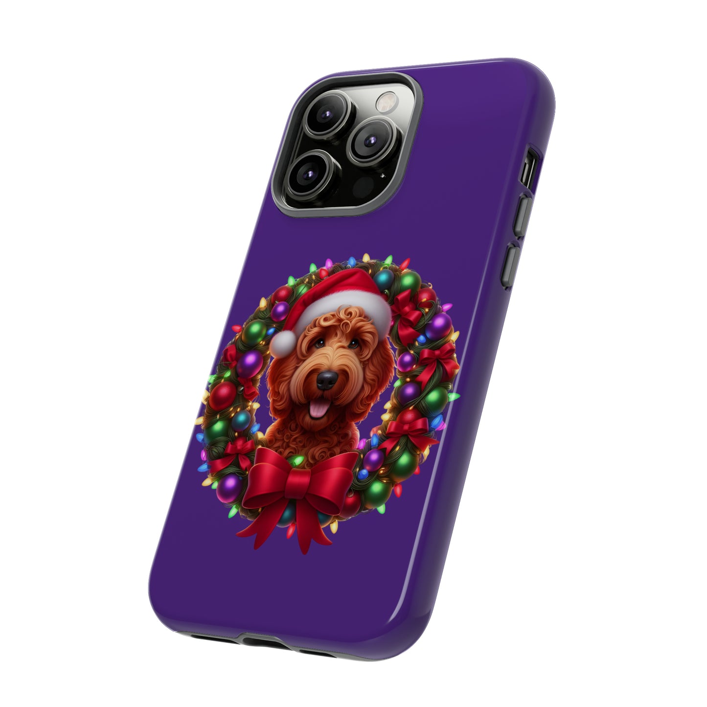 Red Doodle Christmas Wreath - Tough Cases iPhone, Samsung Galaxy & Google Pixel