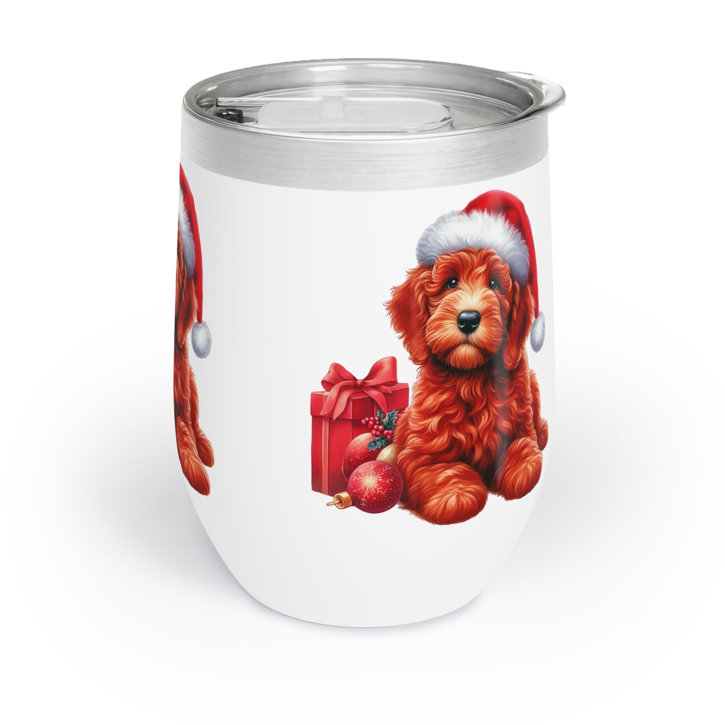 Red Santa Hat Christmas Doodle - Chill Wine Tumbler