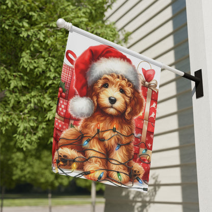 Christmas Doodle Puppy - Garden & House Banner