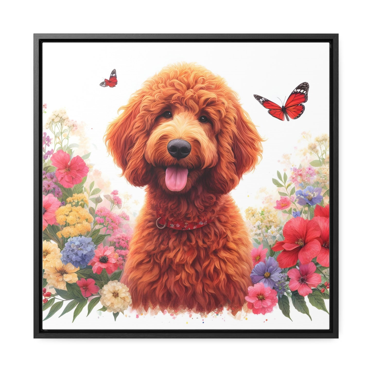 Red Doodle Gallery Canvas Picture - Wooden Square Frame - Nice!