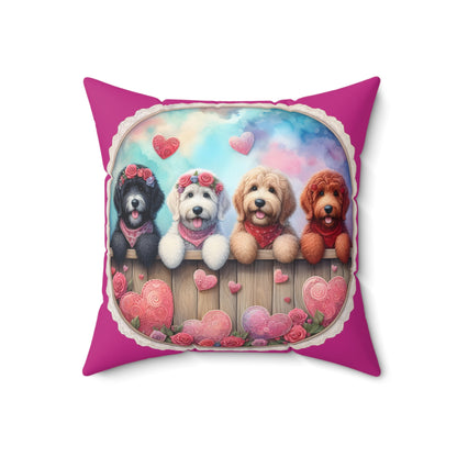 Valentine Doodles - Spun Polyester Square Pillow