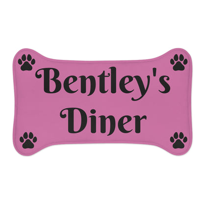 Personalized - Diner Food and Water Bowls Pet Feeding Mats - Pink