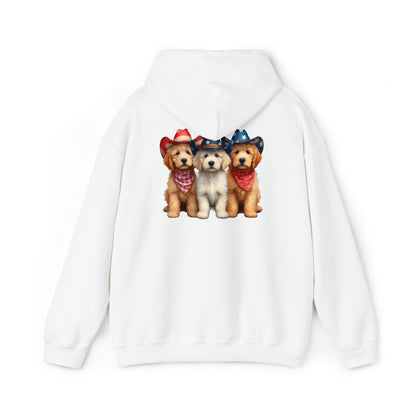 3 Patriotic Doodles on Back Unisex Heavy Blend™ Hooded Sweatshirt