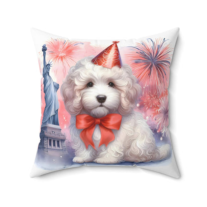 White Doodle Fireworks - Spun Polyester Square Pillow