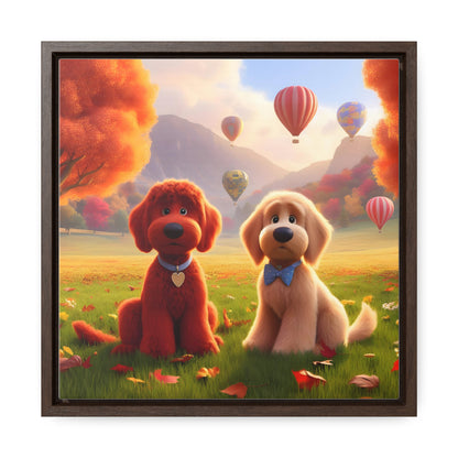 Doodles w/Hot Air Balloons Cartoon Inspired - Wooden Gallery Canvas Picture - Square Frame - Nice!