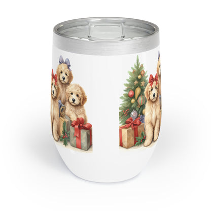 Christmas Doodle Puppies Chill Wine Tumbler