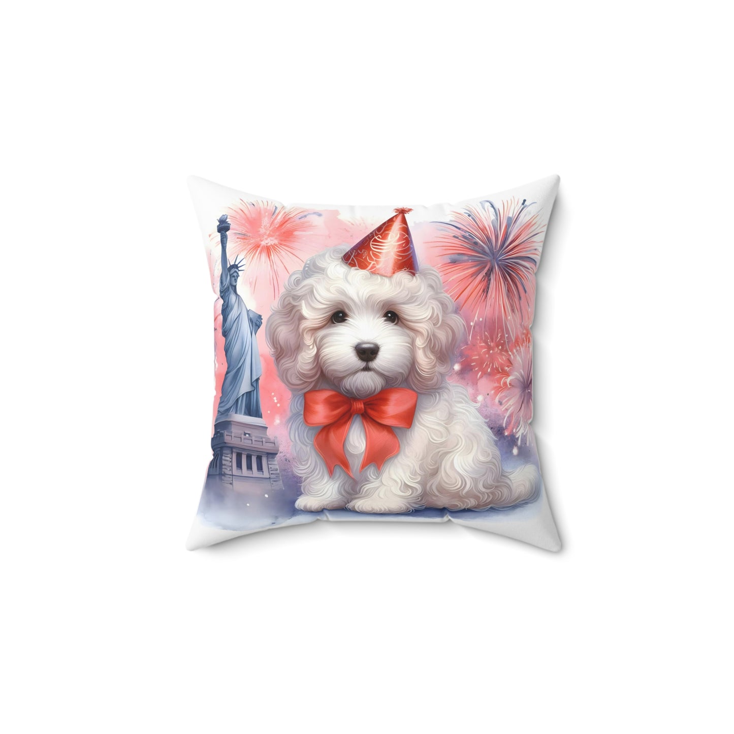 White Doodle Fireworks - Spun Polyester Square Pillow