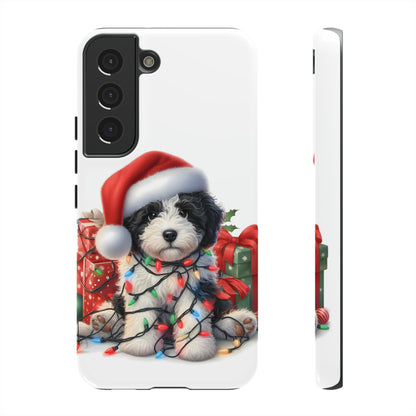 Black & White Doodle Christmas Puppy - Tough Cases for Apple iPhone, Samsung Galaxy, & Google Pixel