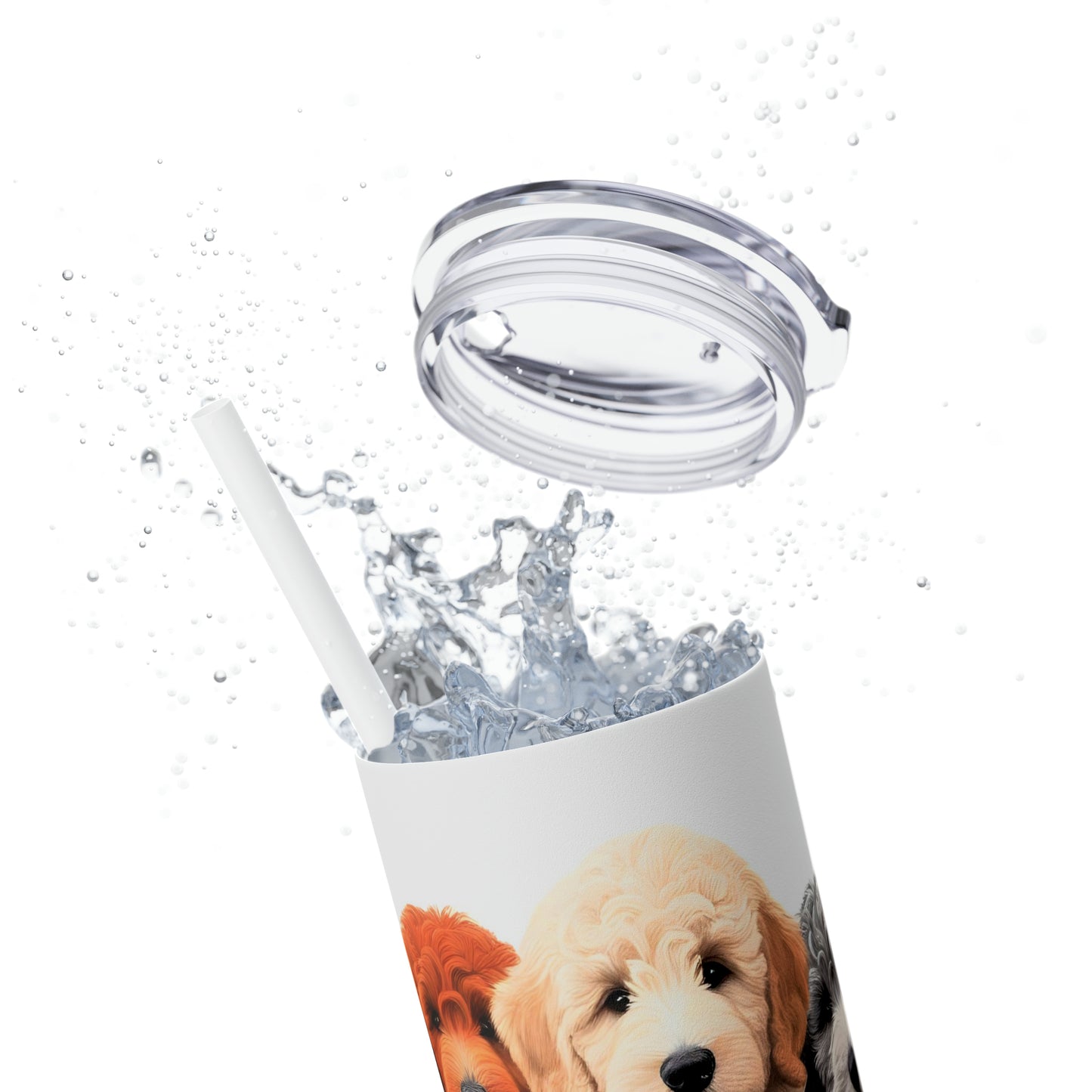 Doodle Dogs Skinny Tumbler with Straw, 20oz