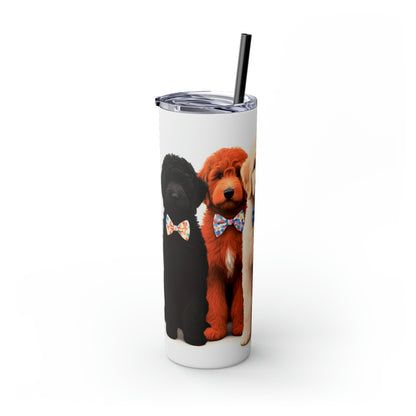 Doodle Dogs Skinny Tumbler with Straw, 20oz