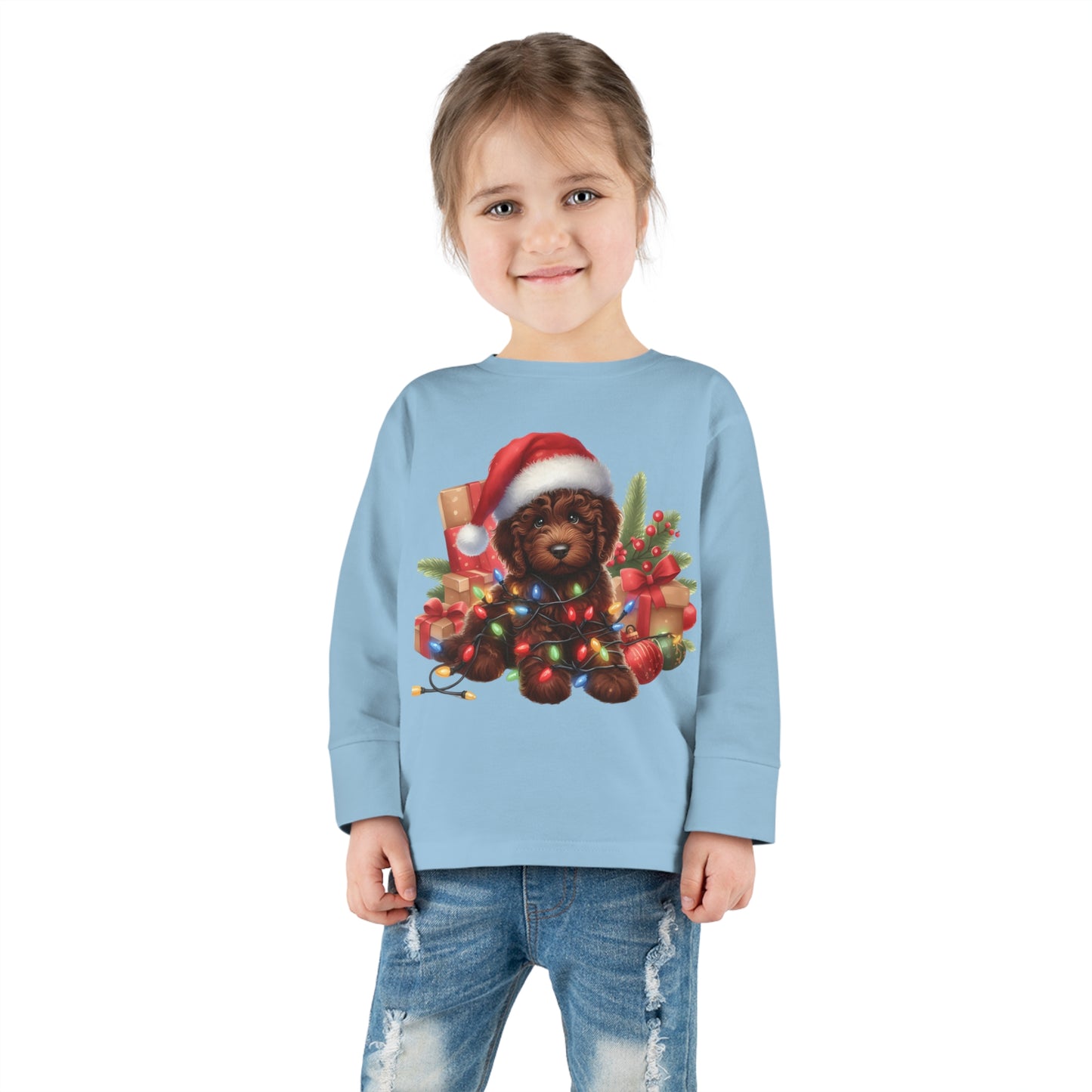 Chocolate Brown Doodle - Toddler Long Sleeve T Shirt