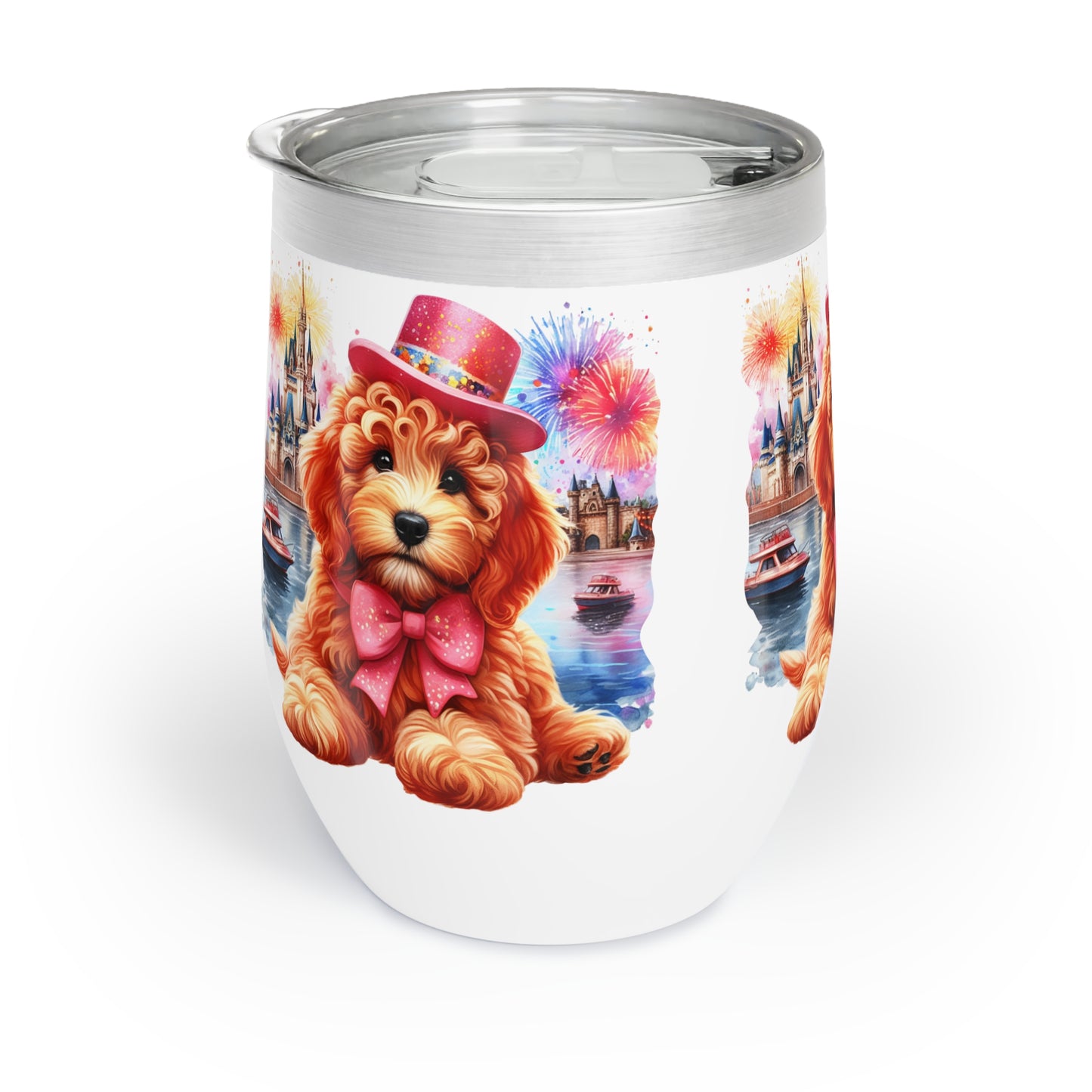 Apricot Doodle Fireworks Celebration - Chill Wine Tumbler