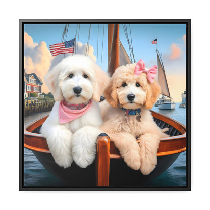 Doodles on Sailboat - Wooden Gallery Canvas Pictures - Square Frame - Nice!