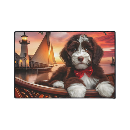 Brown Doodle on Sailboat - Heavy Duty Floor Mat