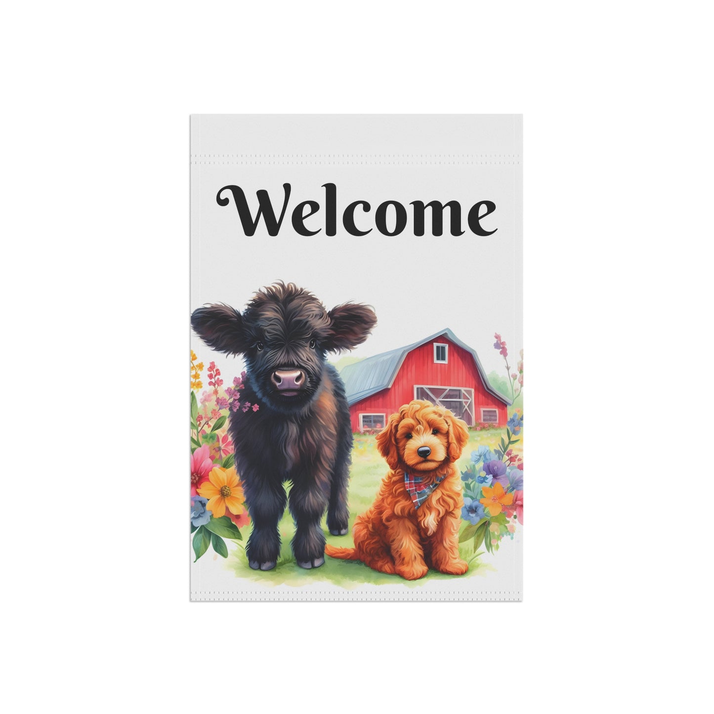 Scottish Highland Cow Doodle Garden & House Banner