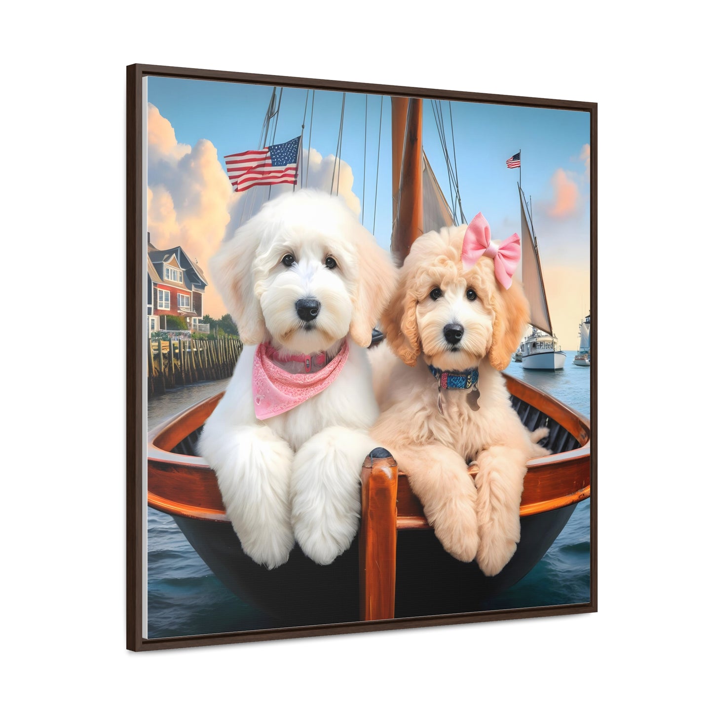 Doodles on Sailboat - Wooden Gallery Canvas Pictures - Square Frame - Nice!