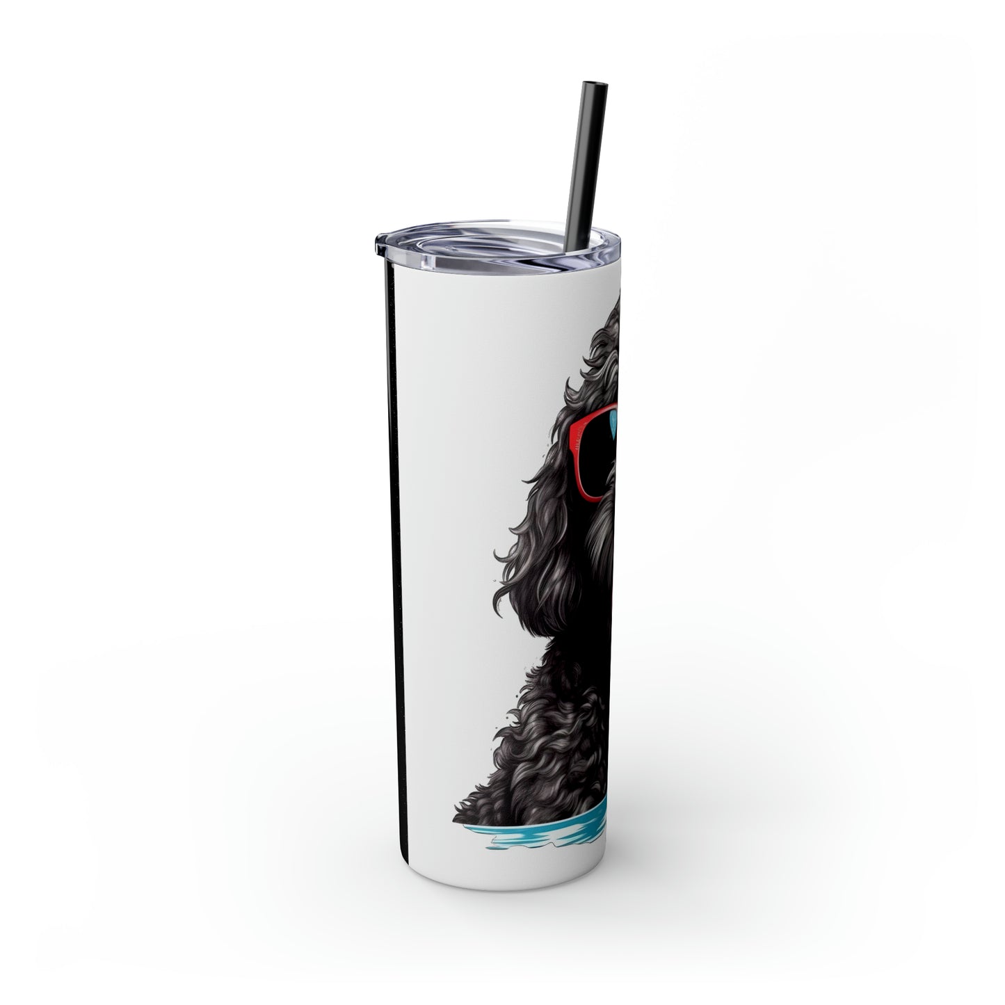 Black Doodle Skinny Tumbler with Straw, 20oz