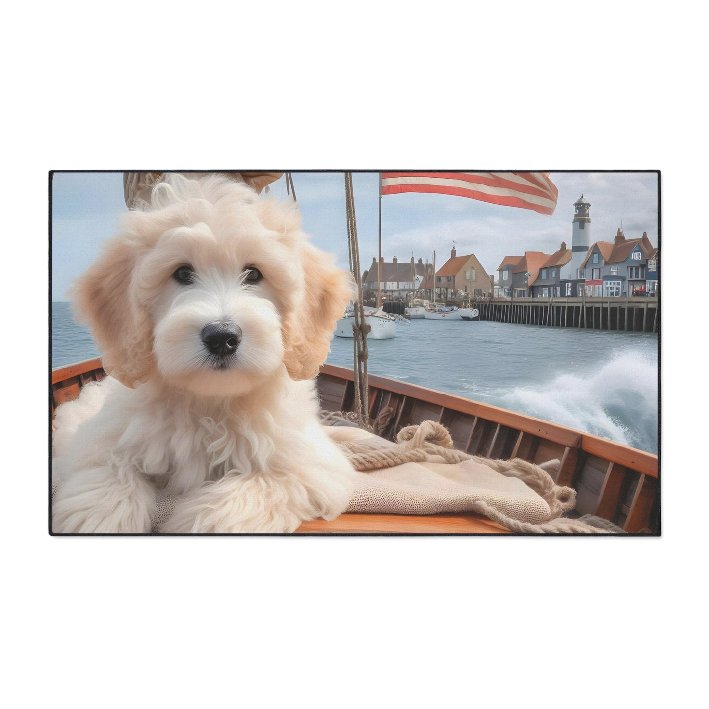 White Doodle on Sailboat - Heavy Duty Floor Mat