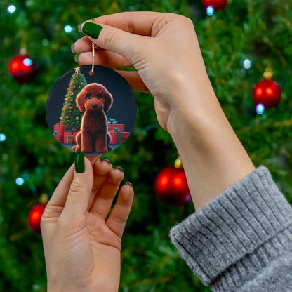 Christmas Red Doodle Cartoon Inspired Ceramic Ornament