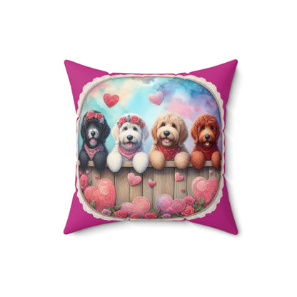 Valentine Doodles - Spun Polyester Square Pillow