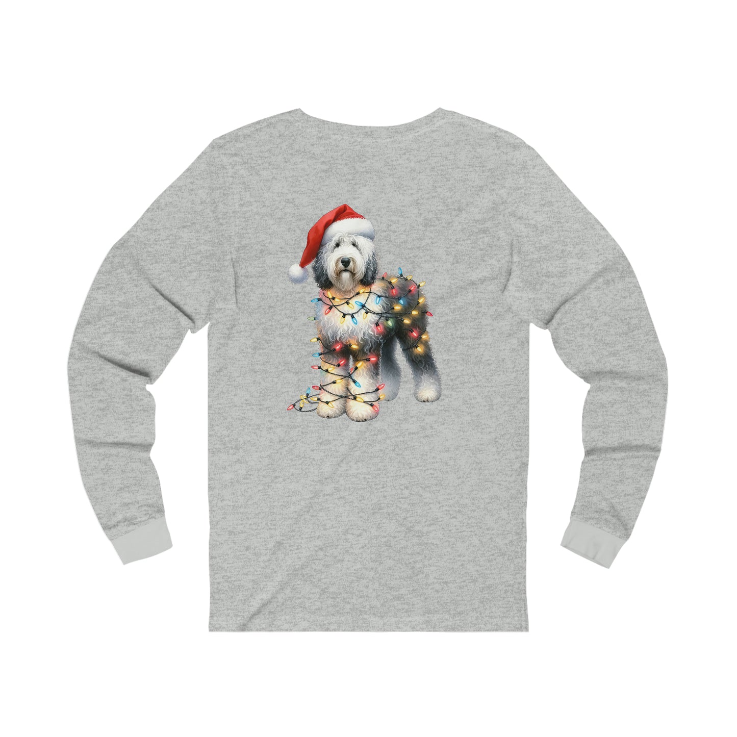 Sheepadoodle Christmas Unisex Long Sleeve T Shirt (On Back)