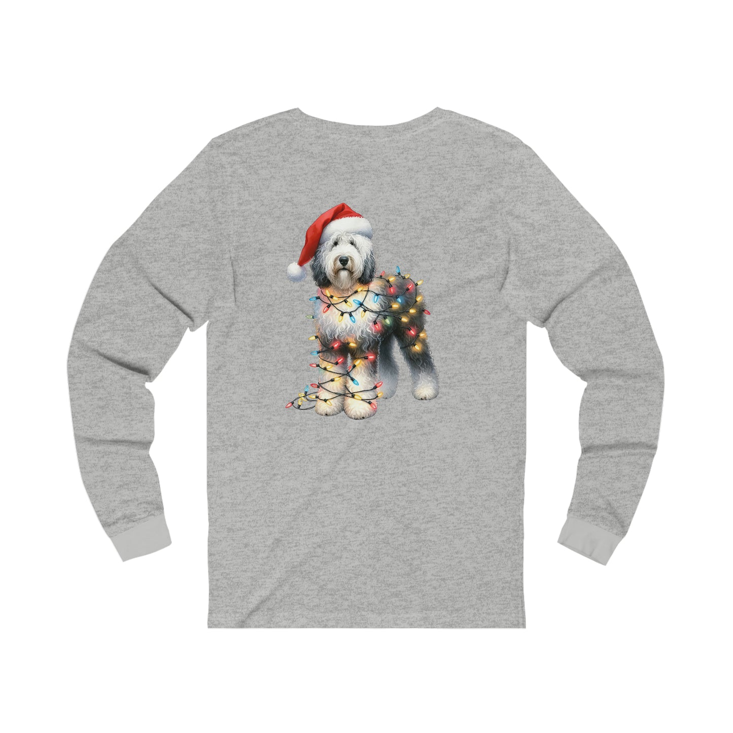 Sheepadoodle Christmas Unisex Long Sleeve T Shirt (On Back)