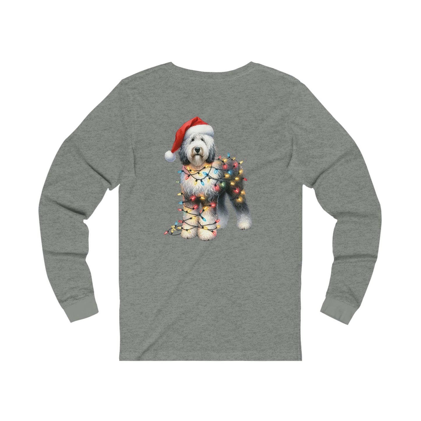 Sheepadoodle Christmas Unisex Long Sleeve T Shirt (On Back)