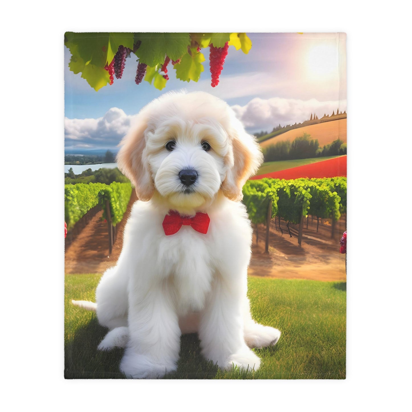 Doodle Puppy Vineyard - Velveteen MINKY Blanket (Two sided Print) - Nice!