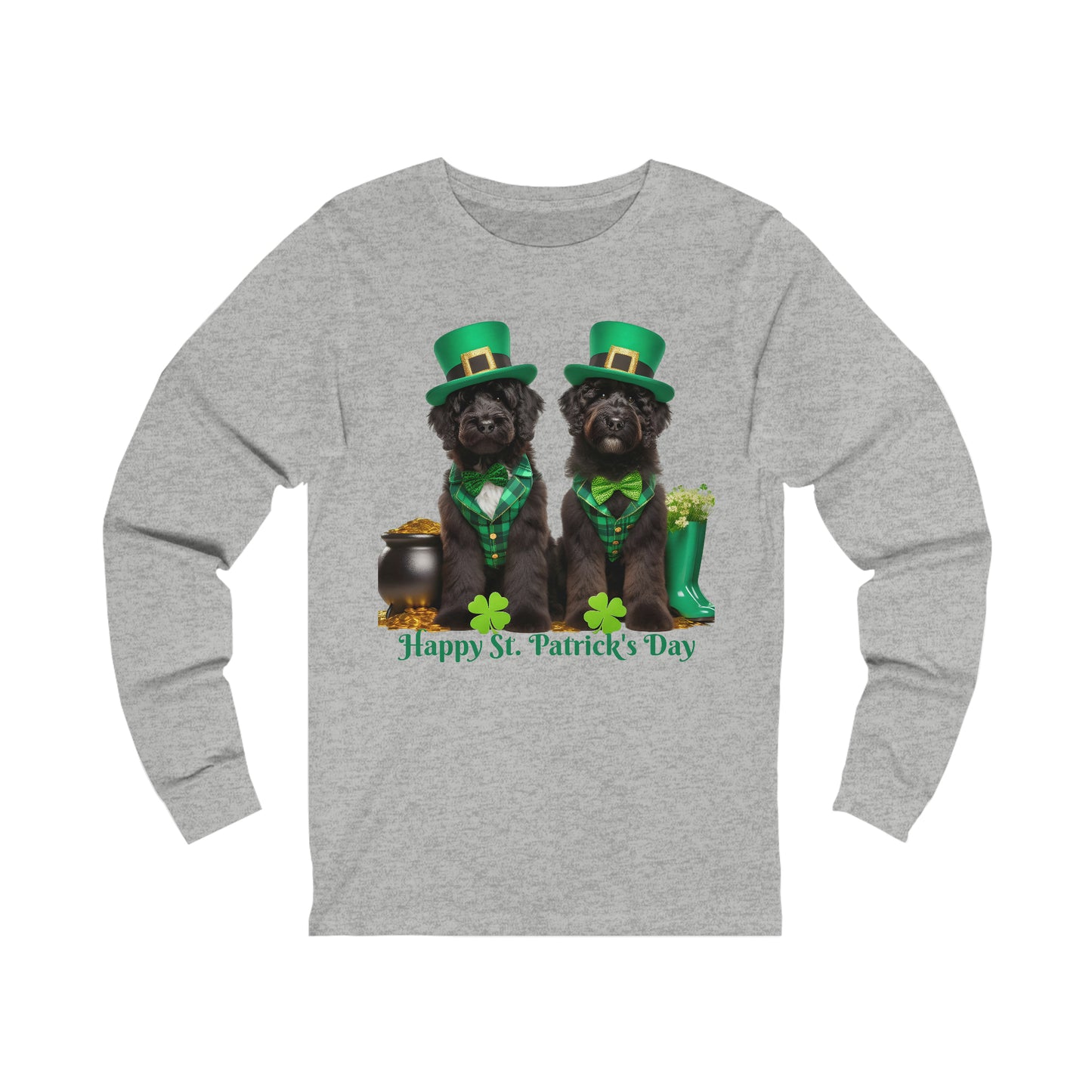 Black Doodles Happy St. Patrick's Day - Bella Unisex Long Sleeve T Shirt